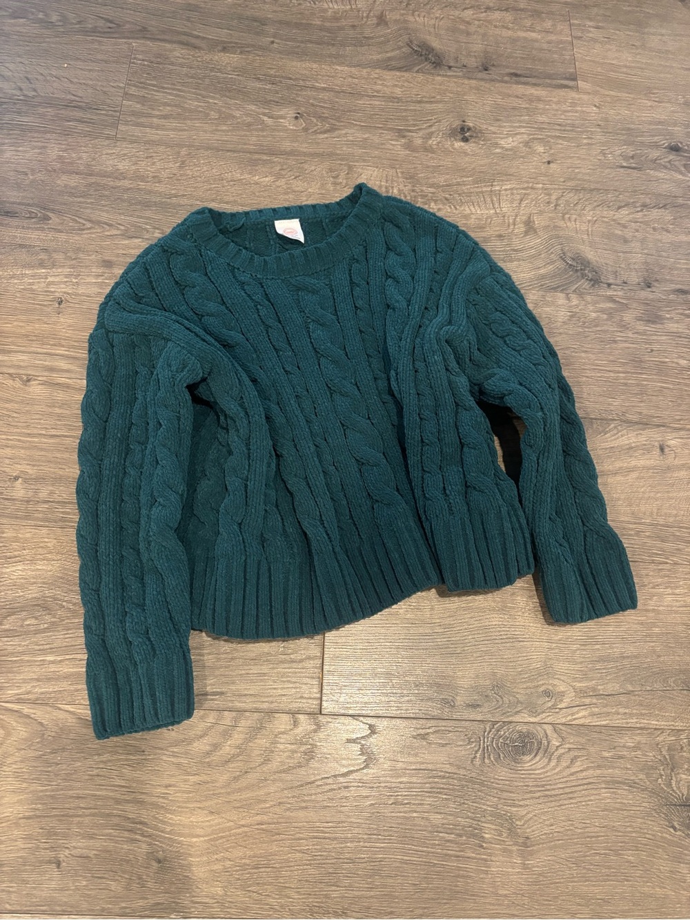wonder nation Teal Cable Knit Crew Sweater
